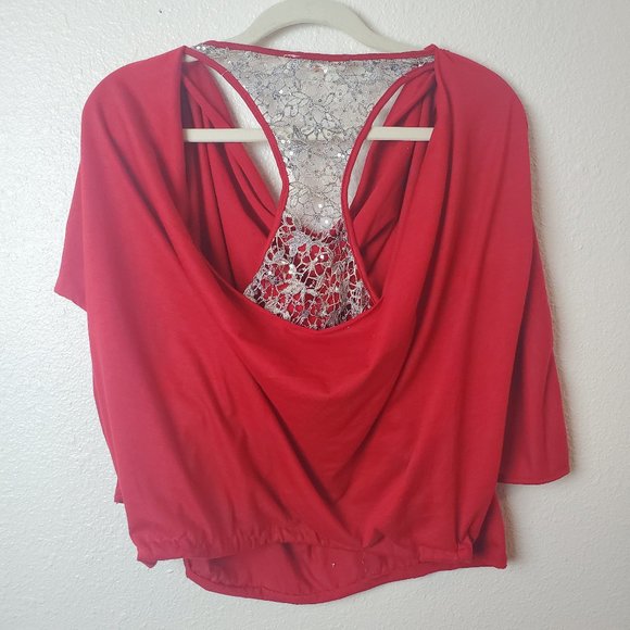 SUGARLIPS Draped Top - Exposed Lace Racerback - Picture 1 of 5
